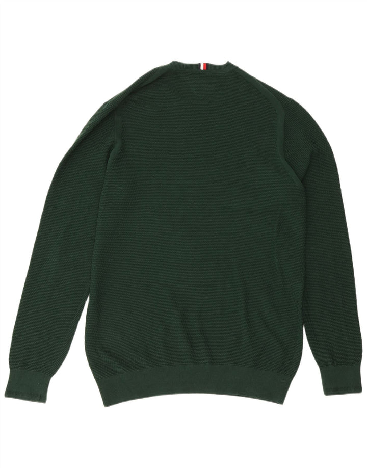 TOMMY HILFIGER Herren-Pullover mit Rundhalsausschnitt, XL, grüne Baumwolle