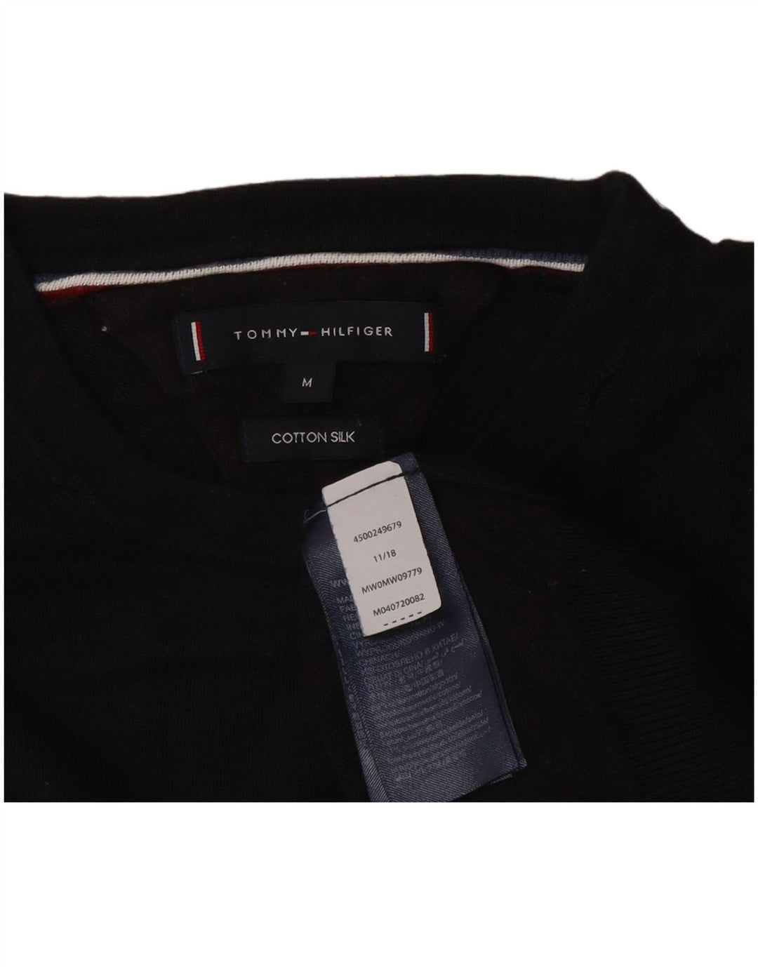 Tommy Hilfiger Herren-Pullover mit Rundhalsausschnitt, mittlere schwarze Baumwolle