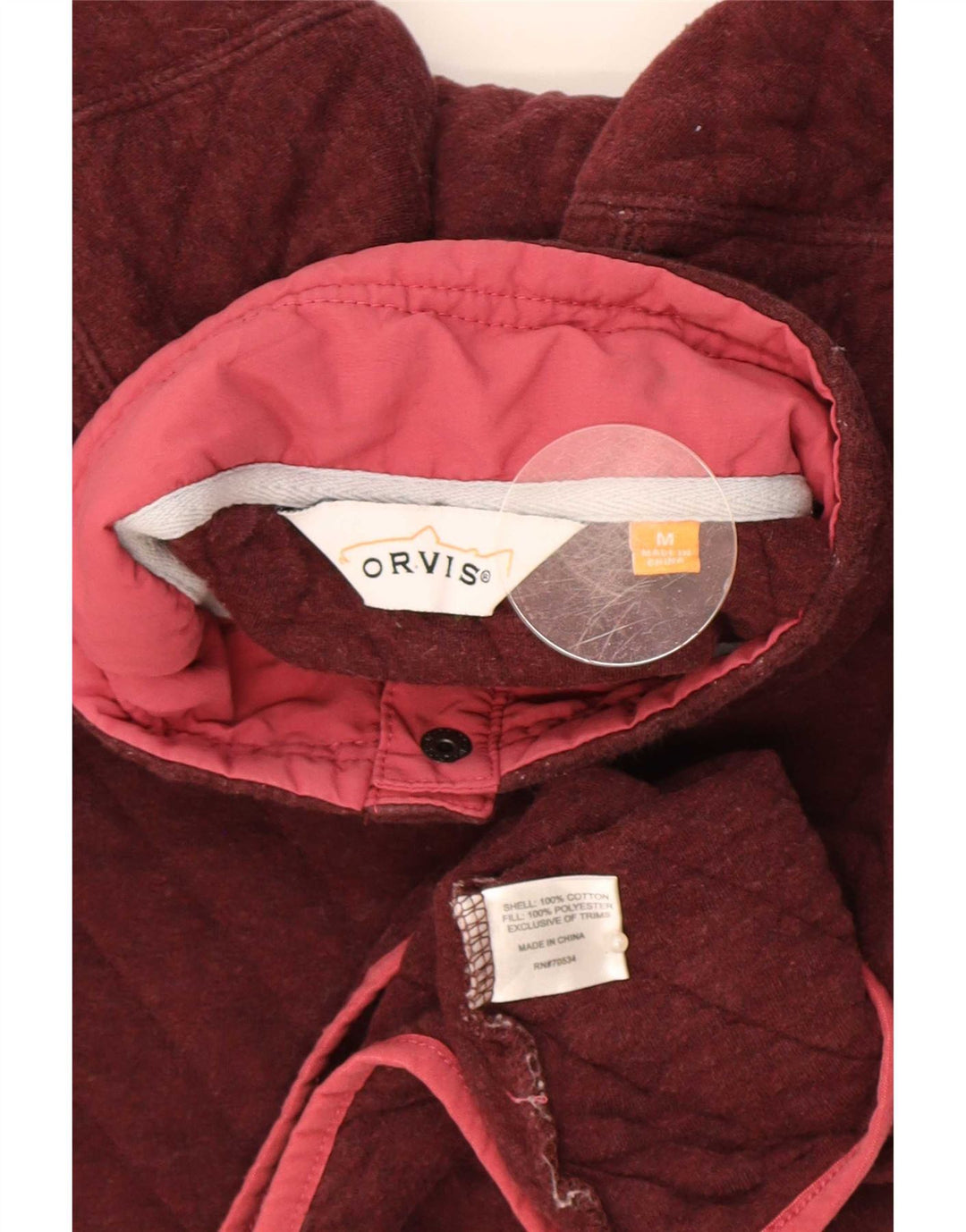 Orvis Damen-Sweatshirt mit Knopfkragen, UK 14, mittlere kastanienbraune Baumwolle