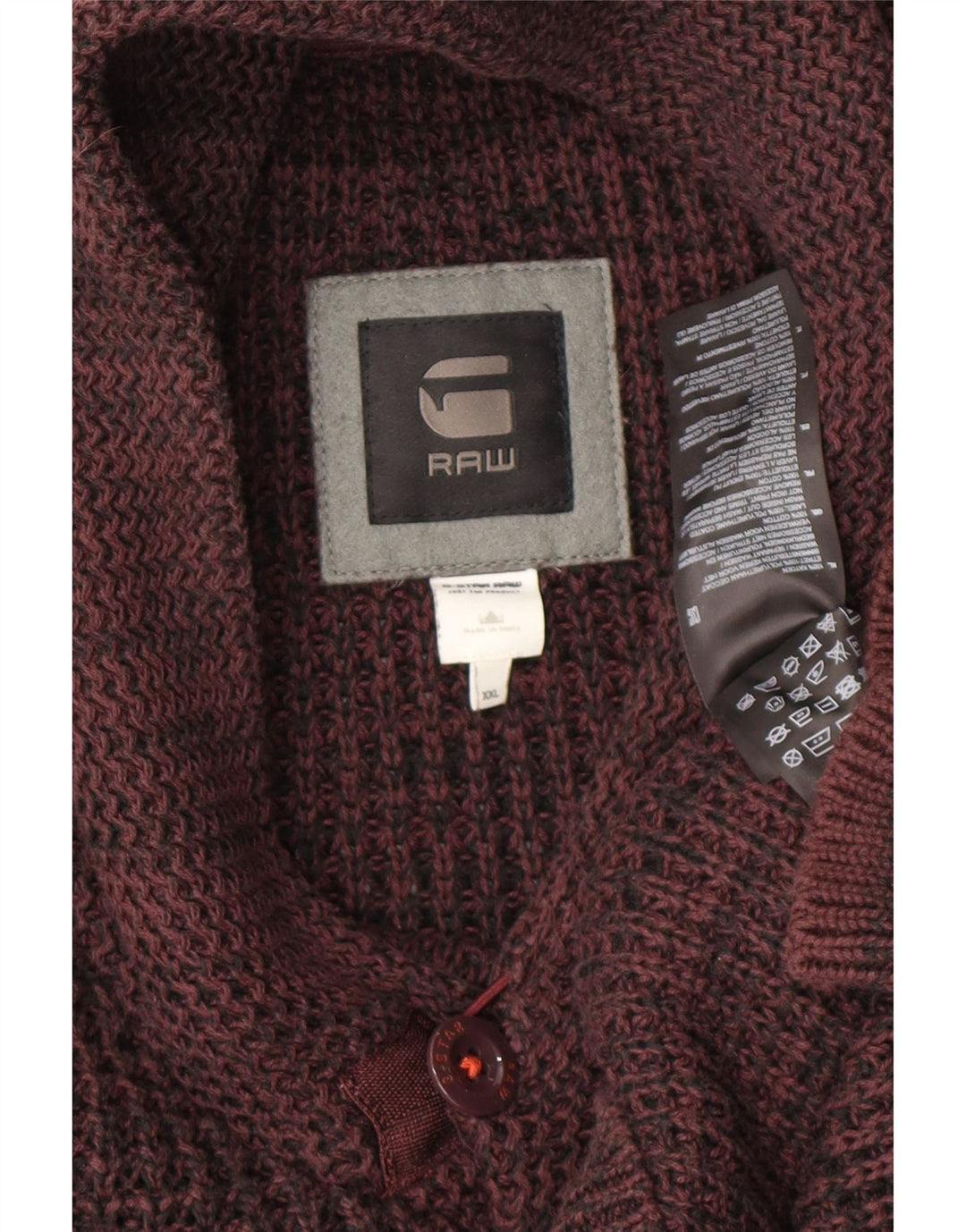 G-Star Herren-Pullover mit Schalkragen, 2XL, kastanienbraun, Baumwolle