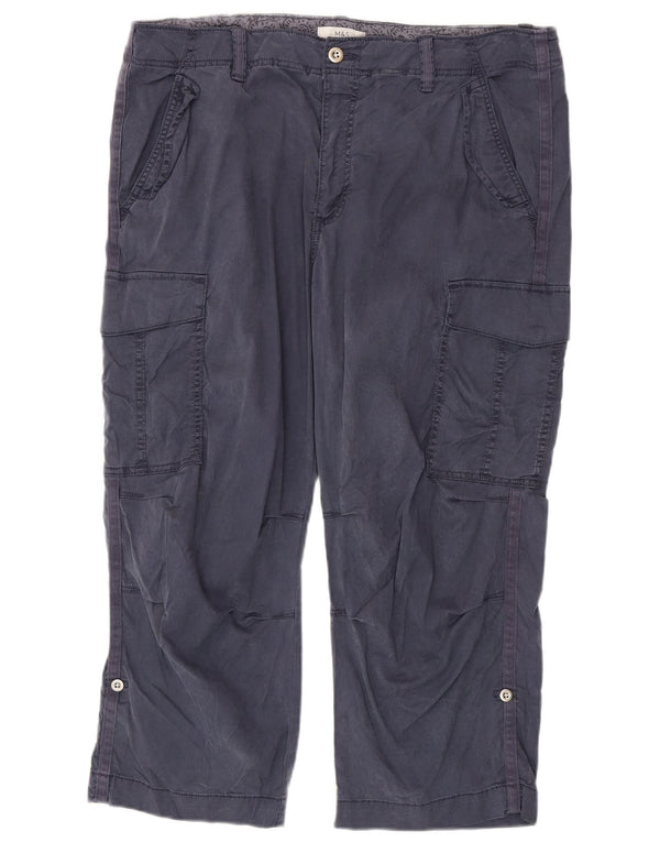 Marks & Spencer Damen Kurze Cargohose UK 20 2XL W40 L24 Marineblau
