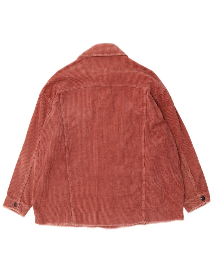 Zara Damen Übergroße Cordjacke UK 14 Mittelrosa Baumwolle