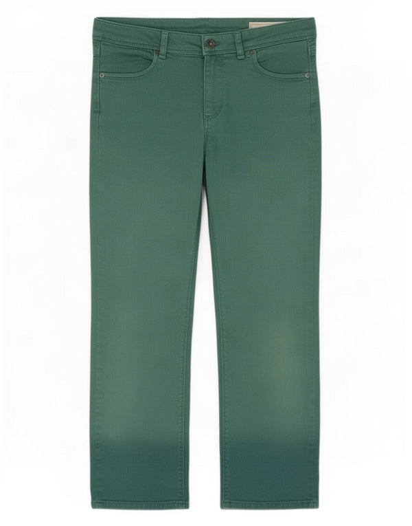 Benetton Damen-Cropped-Jeans UK 10 Small W28 L24 Grüne Baumwolle