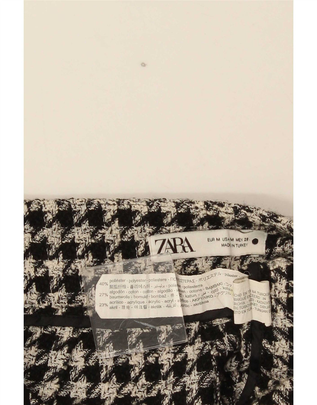 Zara Damen-Freizeithose mit weitem Bein, mittelgroß, W28, L26, grauer Hahnentrittmuster