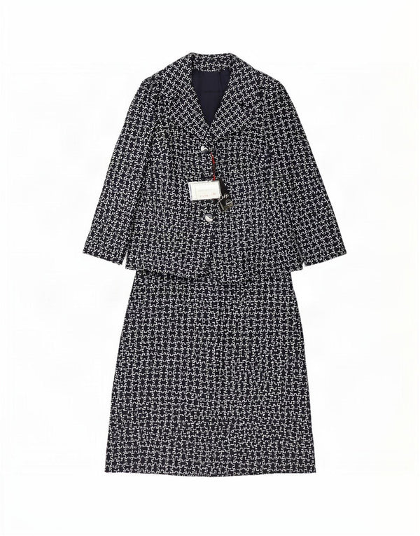 Giole Damen-Set mit 3 Knöpfen, 2-teilig, IT 44, mittleres Marineblau, geometrisch