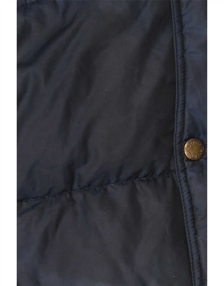 Sergio Tacchini Wattierte Herrenjacke mit Kapuze, UK 40, Größe L, Marineblau, Polyamid