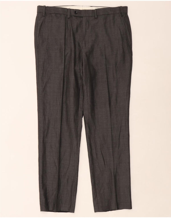 Marks & Spencer Herren-Anzughose mit maßgeschneiderter Passform, gerade, W36 L31, grau kariert