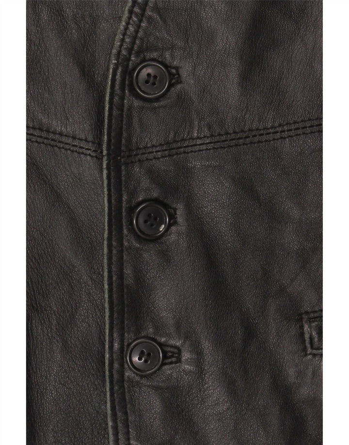 Vintage Herren Lederweste Medium Schwarz