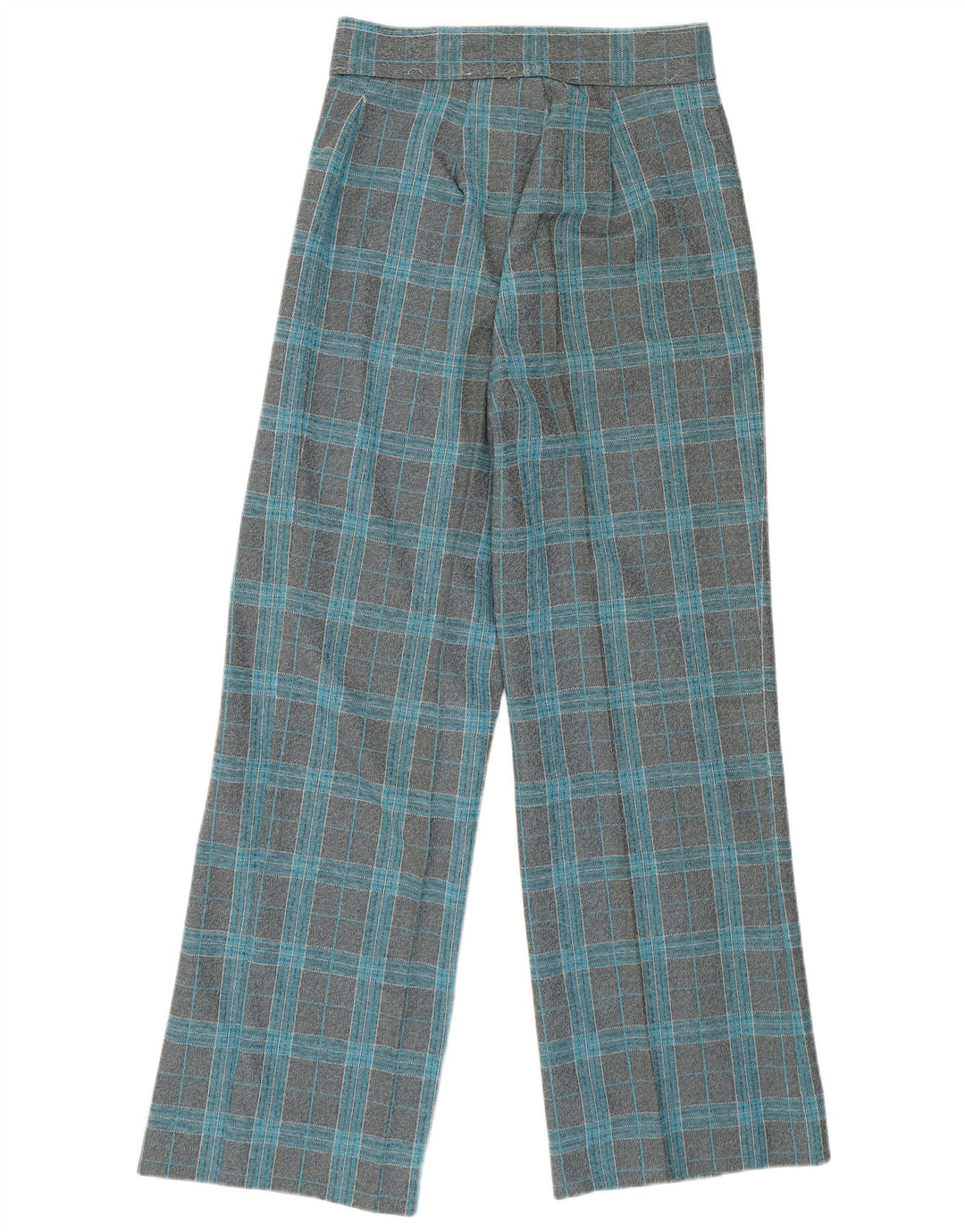 VINTAGE Damen-Freizeithose mit hoher Taille und weitem Bein, W27 L29, grau kariert