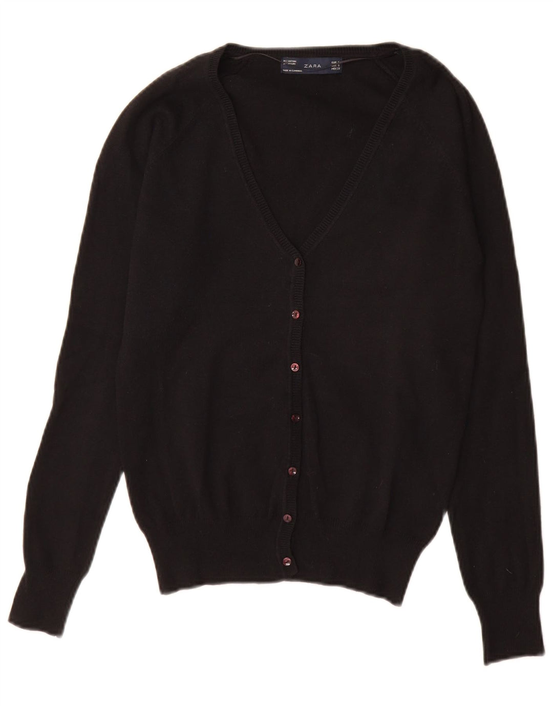 Zara Damen-Cardigan-Pullover UK 10 Small Schwarze Baumwolle