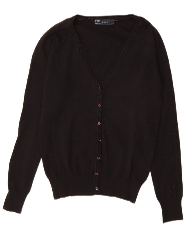Zara Damen-Cardigan-Pullover UK 10 Small Schwarze Baumwolle