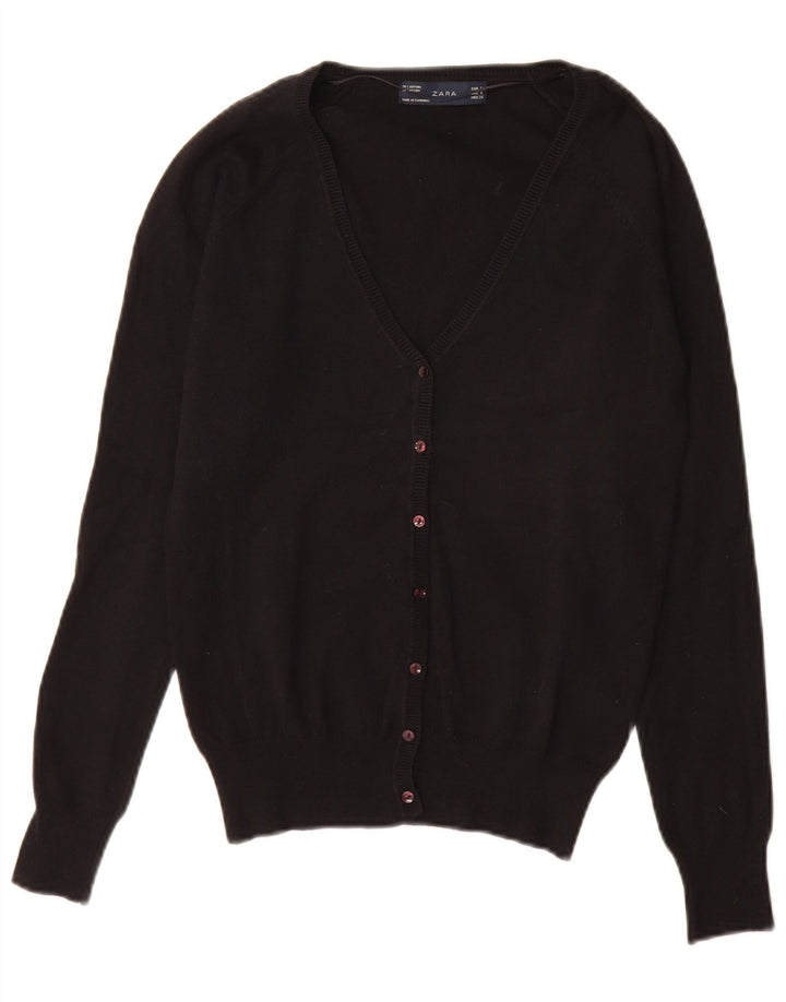 Zara Damen-Cardigan-Pullover UK 10 Small Schwarze Baumwolle