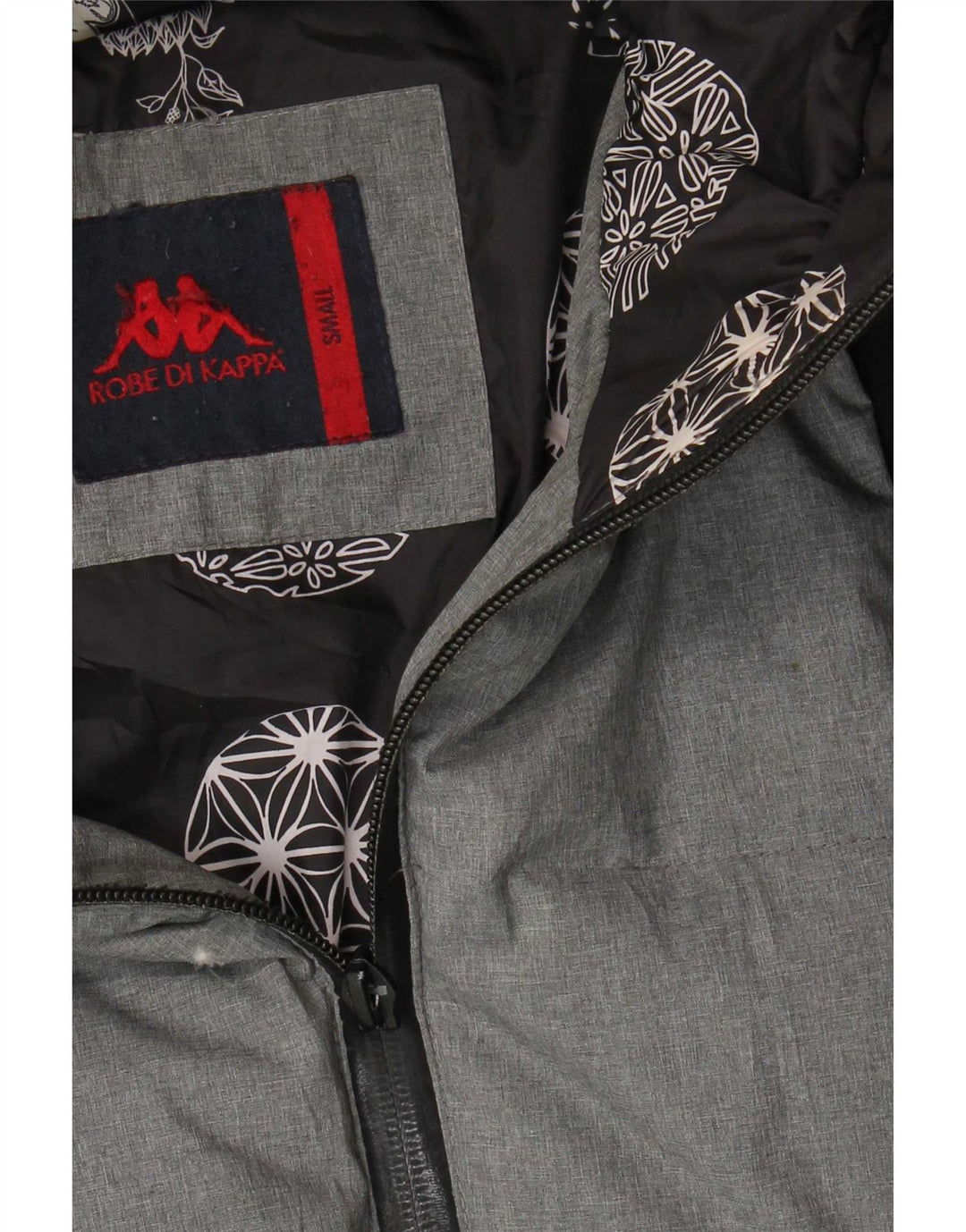 Kappa Womens Hooded Wattierter Mantel UK 10 Small Grau Farbblock