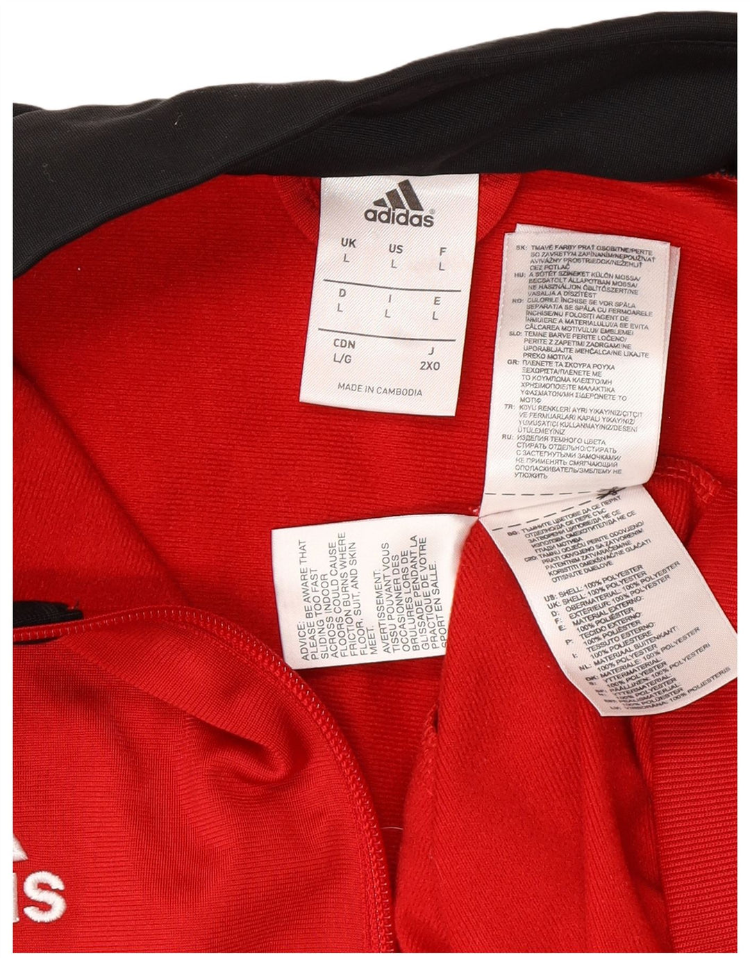 Adidas Herren-Trainingsanzug mit grafischem Oberteil, großes rotes Farbblock-Polyester