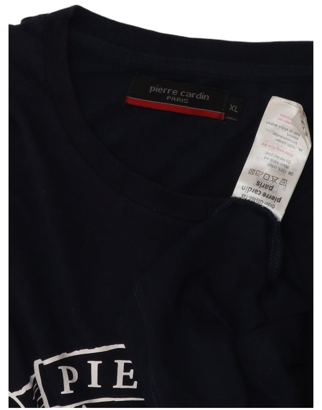 PIERRE CARDIN Herren Grafik T-Shirt Top XL Marineblau Baumwolle