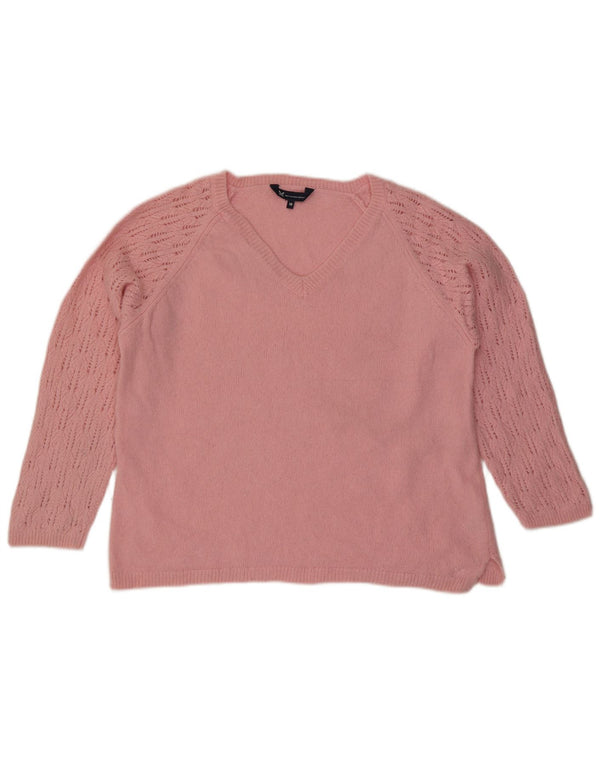 Crew Clothing Damen-Pullover mit V-Ausschnitt, UK 18, XL, rosa Wolle