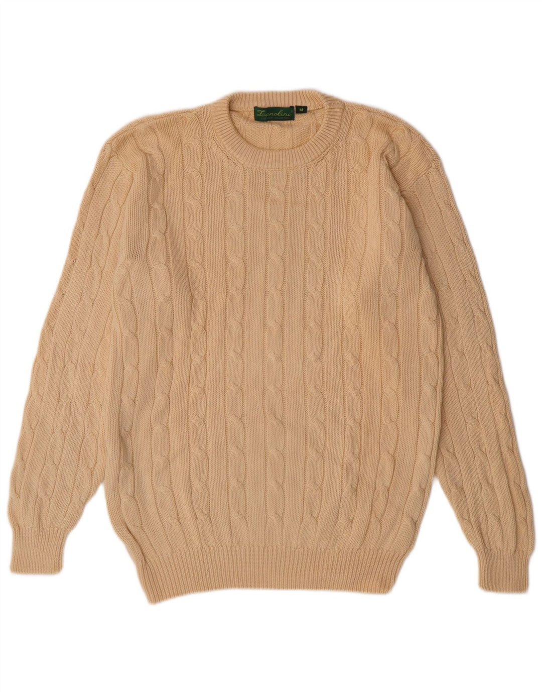 ZANOLINI Mens Crew Neck Jumper Sweater Medium Beige Cotton