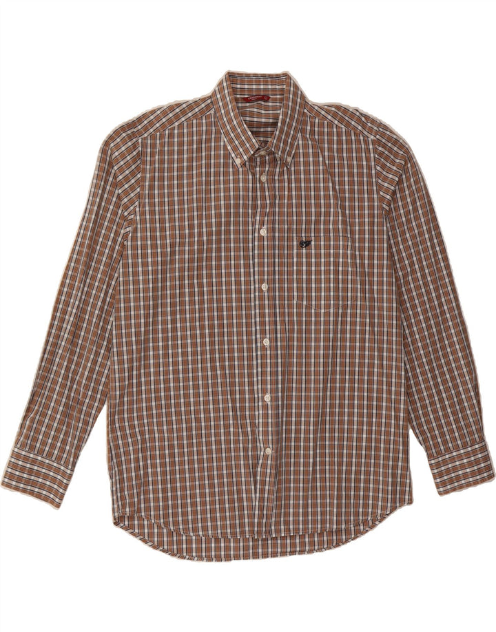 CARRERA Mens Shirt Large Brown Check Cotton Vintage Carrera and Second-Hand Carrera from Messina Hembry 
