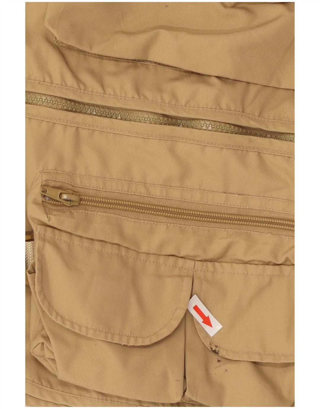 Vintage Herren Utility Gilet UK 40 Große Beige Baumwolle