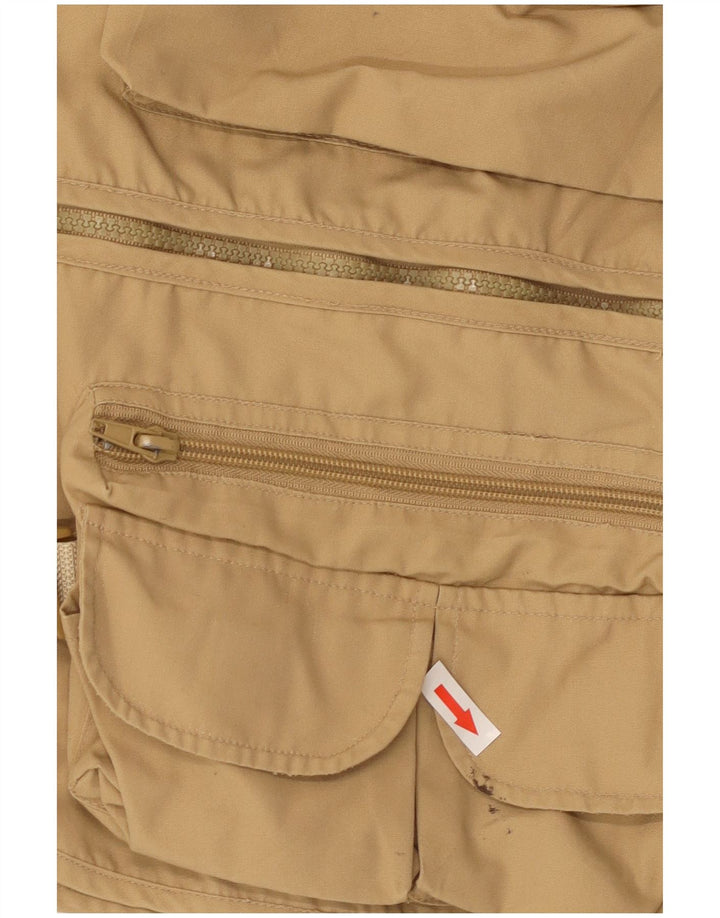 Vintage Herren Utility Gilet UK 40 Große Beige Baumwolle