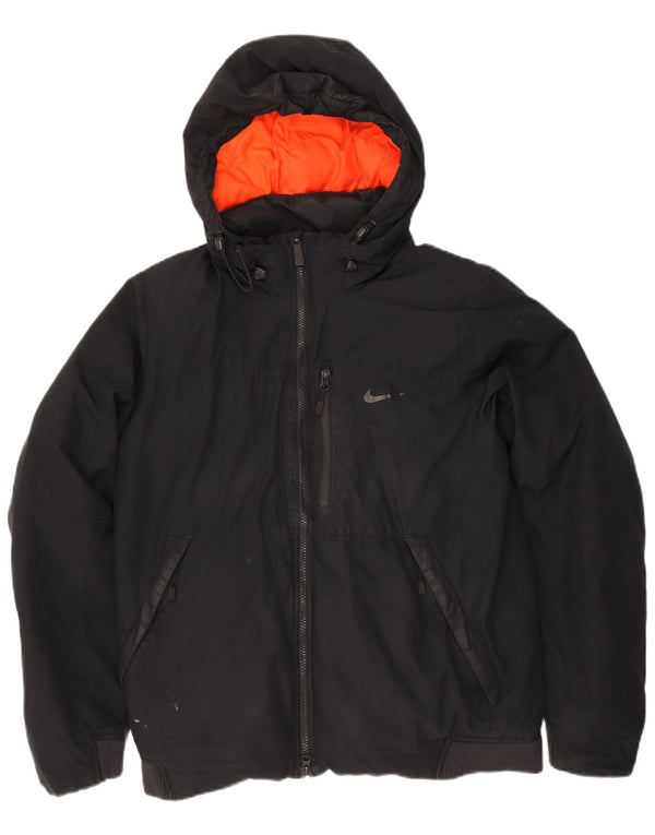 Nike Herren-Jacke mit Kapuze, gepolstert, Größe 38, Mittelschwarz, Colourblock-Polyester