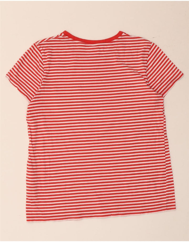 Levi's Damen T-Shirt Top UK 14 Mittelrote Nadelstreifen-Baumwolle