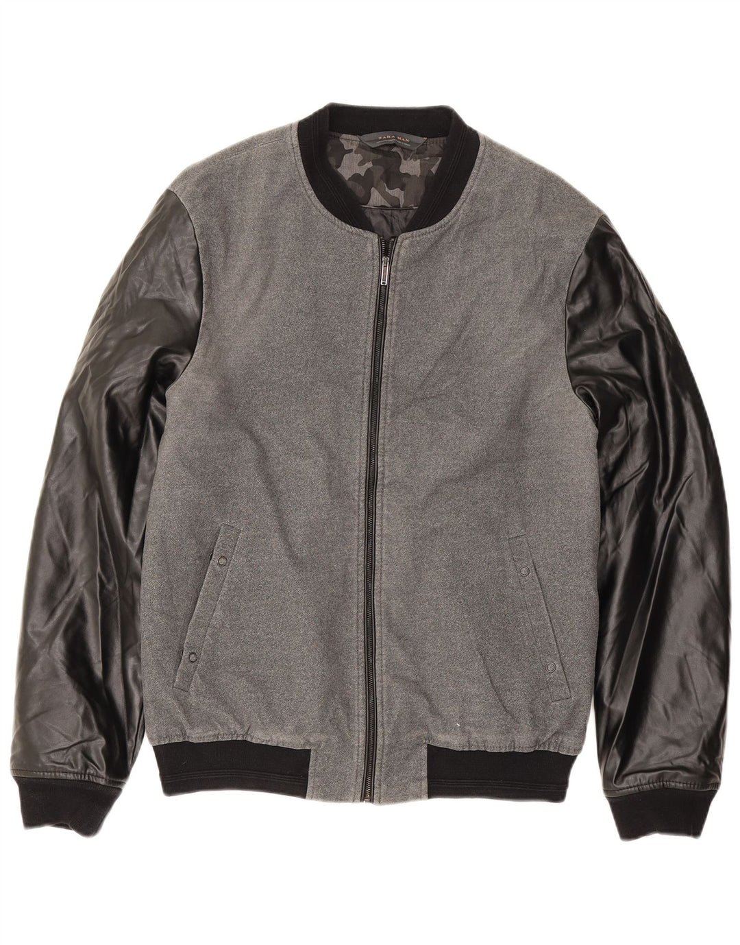 Zara Herren-Unijacke UK 40 Large Graues Colourblock-Polyester
