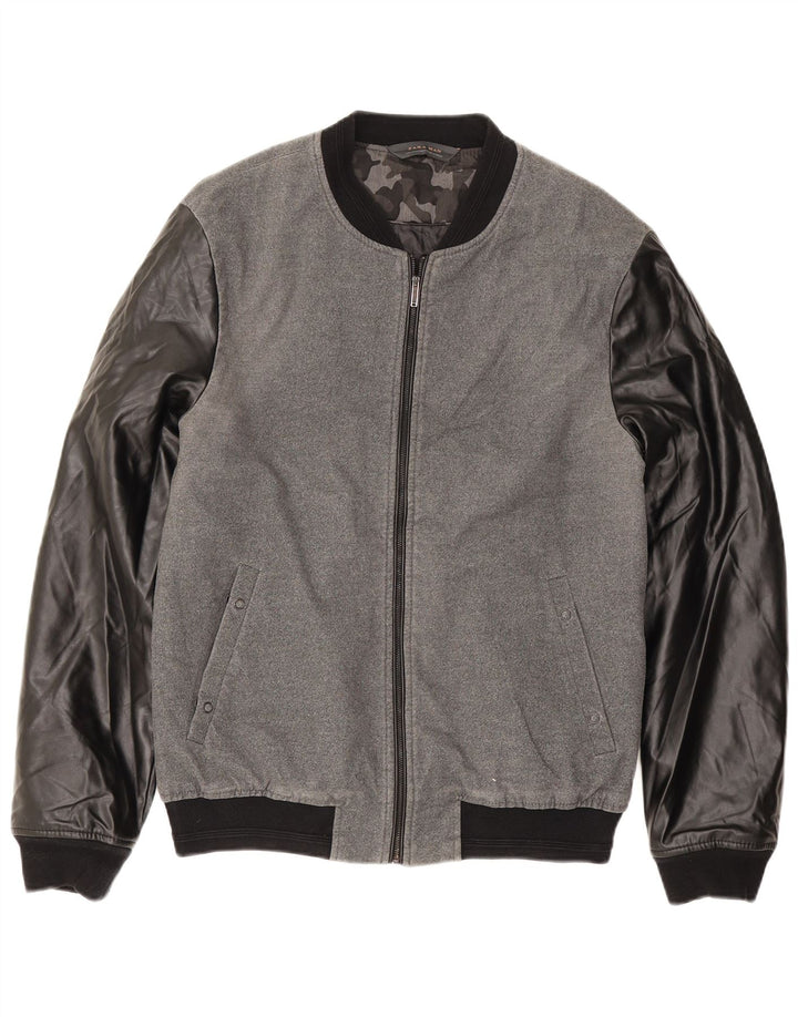 Zara Herren-Unijacke UK 40 Large Graues Colourblock-Polyester