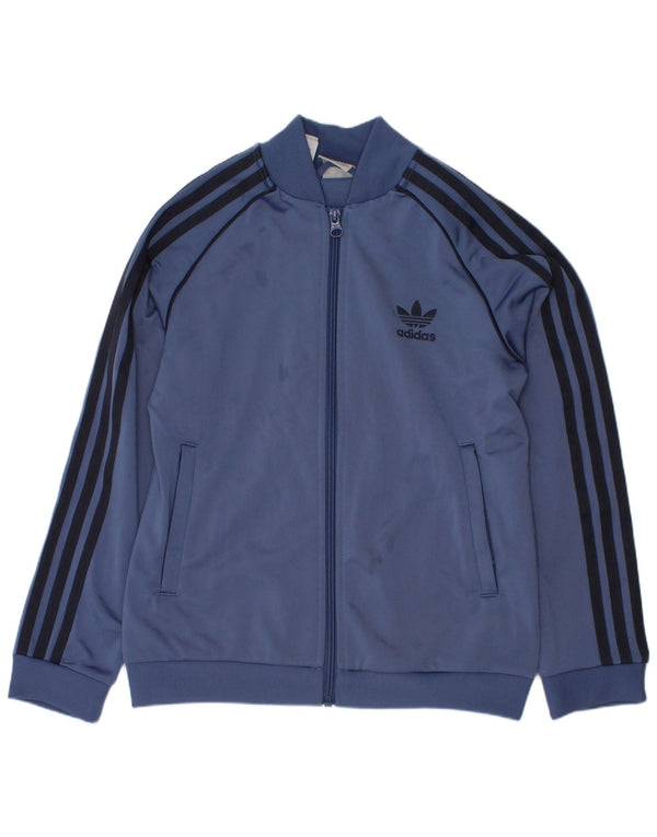 Adidas Jungen-Trainingsanzug-Top-Jacke, 9–10 Jahre, blaues Polyester