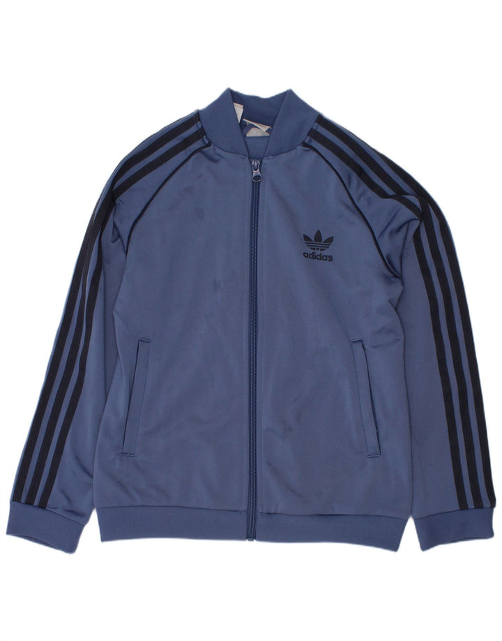 Adidas Jungen-Trainingsanzug-Top-Jacke, 9–10 Jahre, blaues Polyester