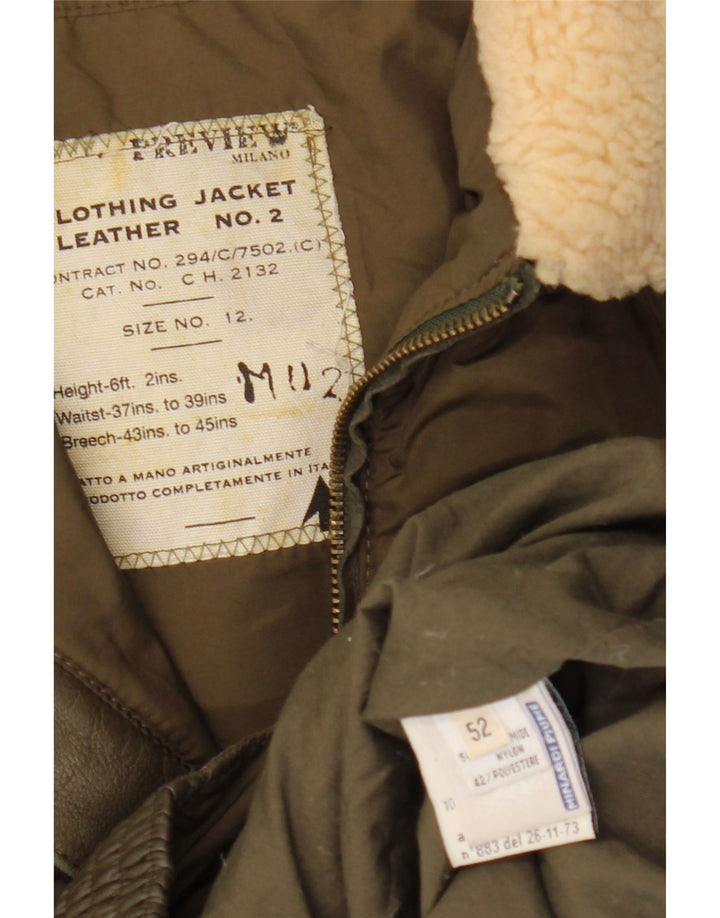 Vintage Herren Wattierte Jacke IT 52 XL Khaki Polyamid