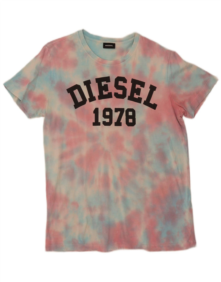 Diesel Herren-T-Shirt mit Grafik, mittelgroß, mehrfarbig, Batik-Baumwolle