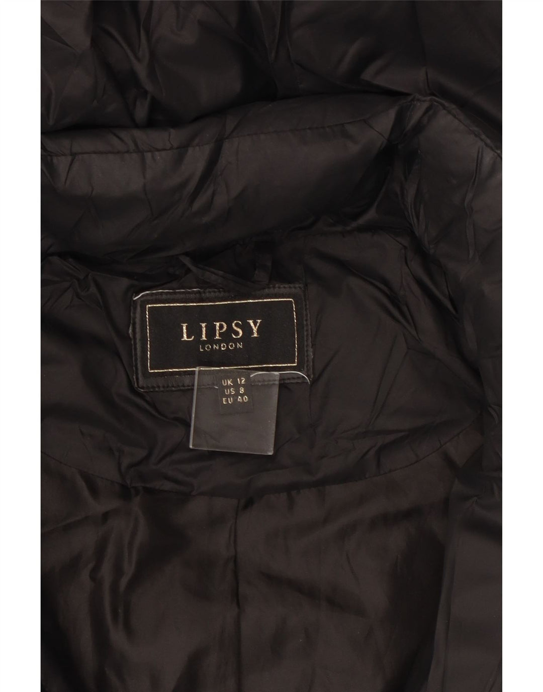 Lipsy Wattierter Damenmantel mit Kapuze, UK 12, Mittelschwarz, Polyamid