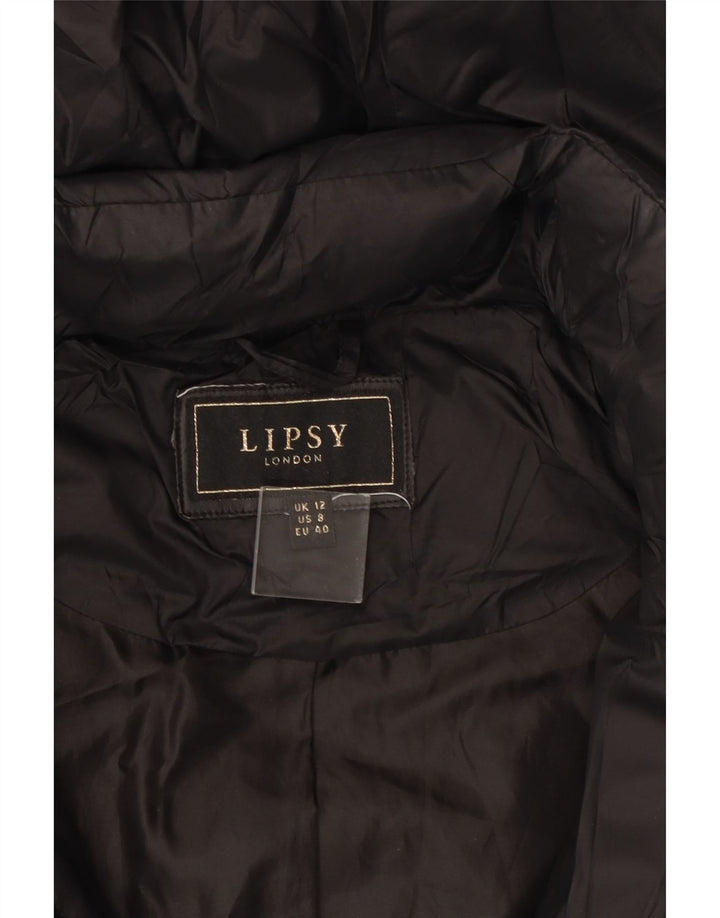 Lipsy Wattierter Damenmantel mit Kapuze, UK 12, Mittelschwarz, Polyamid
