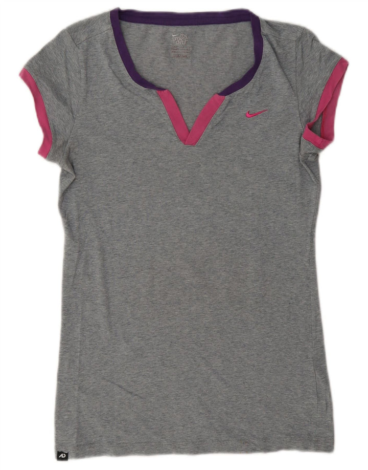 Nike Damen T-Shirt Top UK 12/14 Mittelgrau meliert