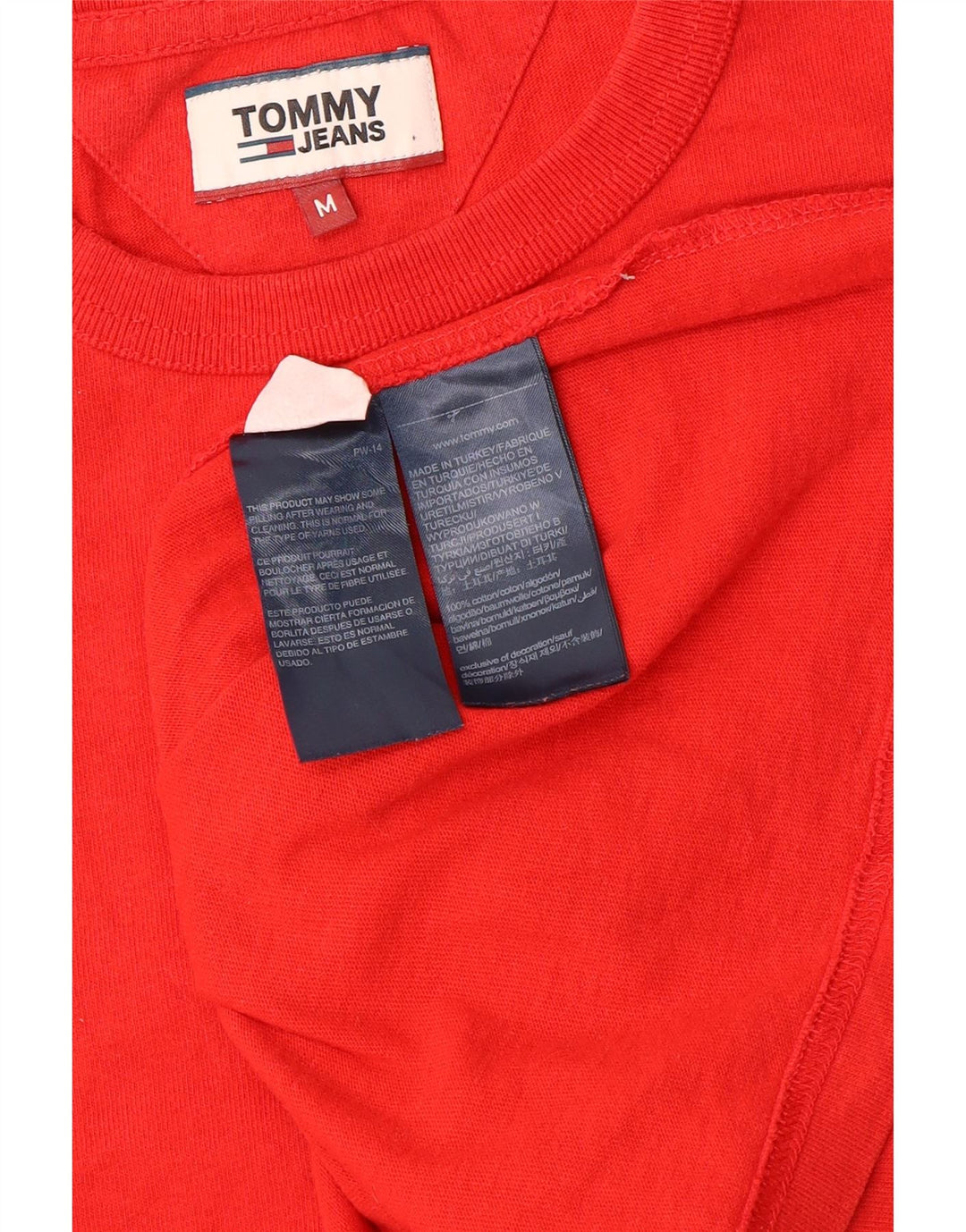 Tommy Hilfiger Herren-T-Shirt mit Grafik, mittelrote Baumwolle
