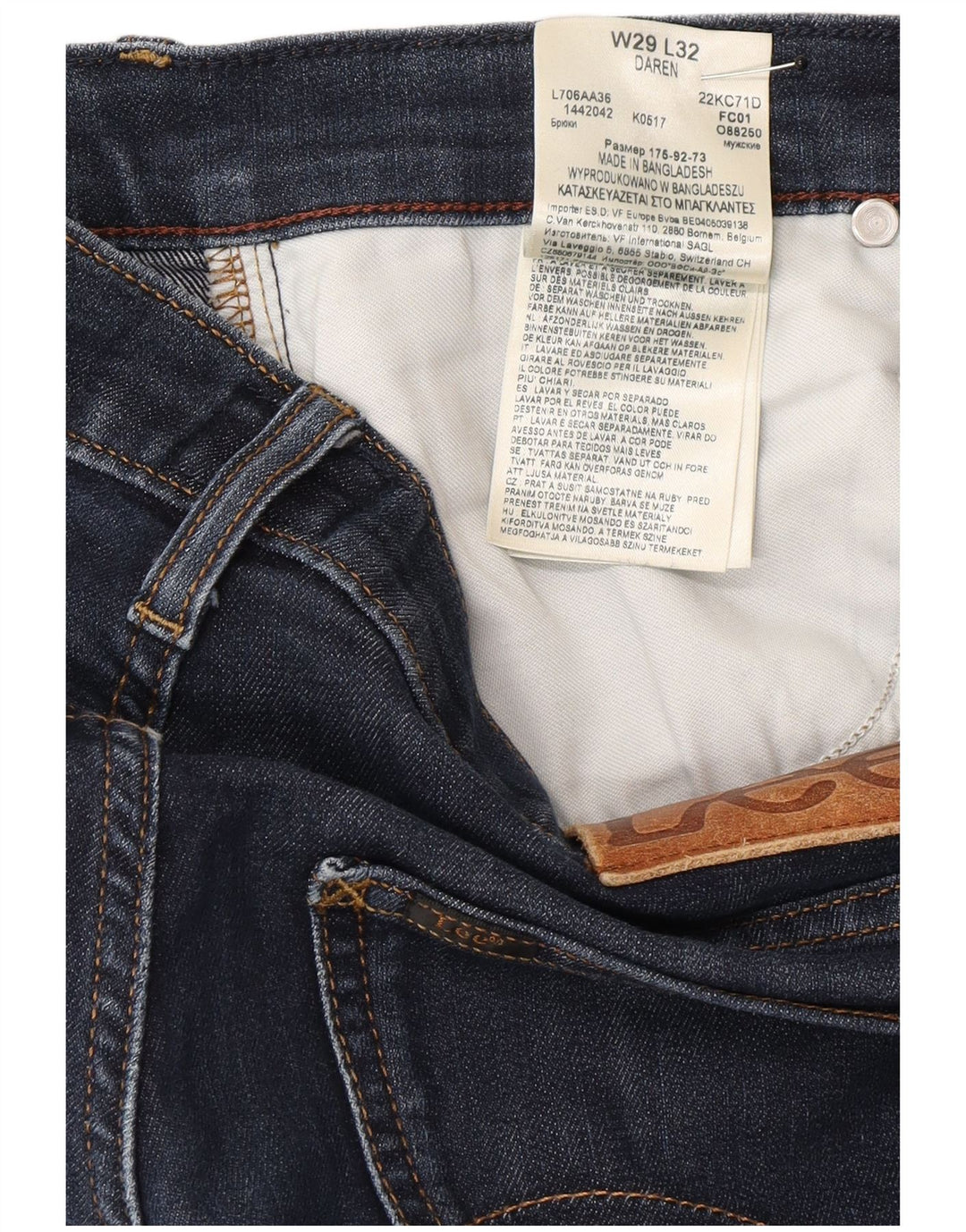 Lee Herren Daren Slim Jeans W29 L32 Marineblau Baumwolle