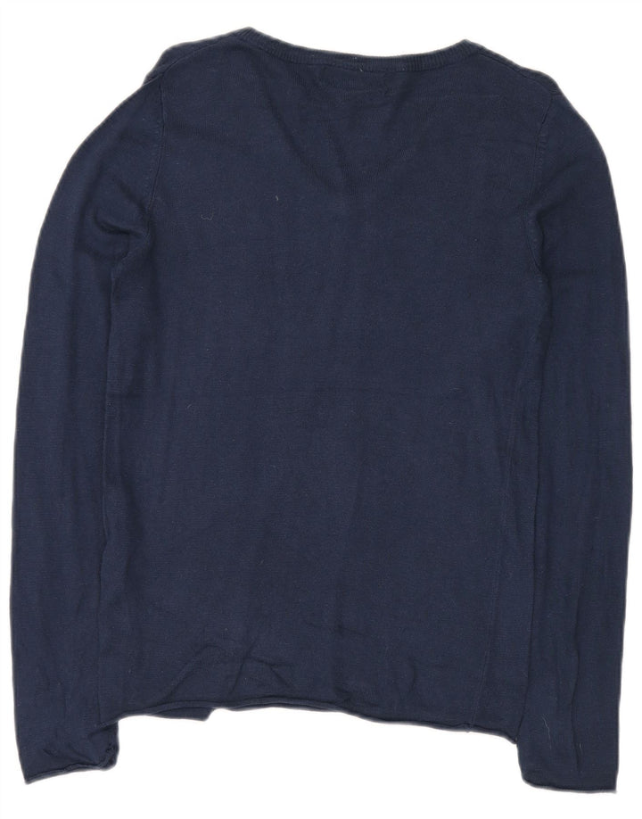 MOSSIMO Damen-Pullover mit V-Ausschnitt, UK 12, mittelmarineblaues Nylon