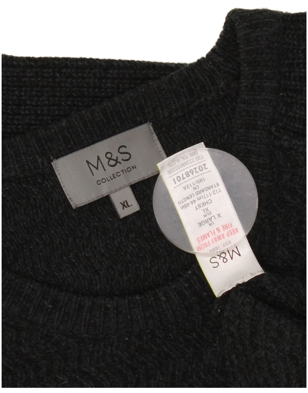Marks & Spencer Herren-Pullover mit Rundhalsausschnitt, XL, grau geflecktes Acryl