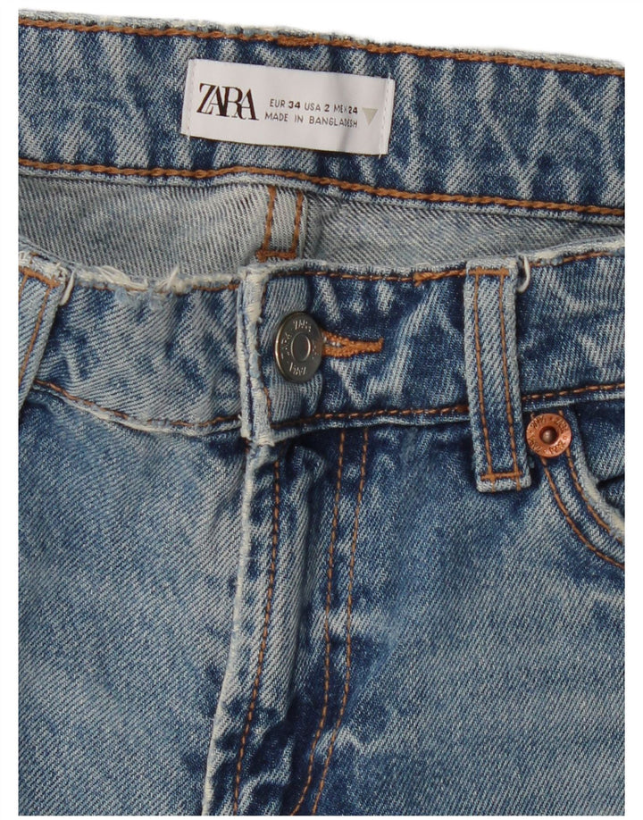 ZARA Damen Straight Jeans EU 34 2XS W24 L29 Blau