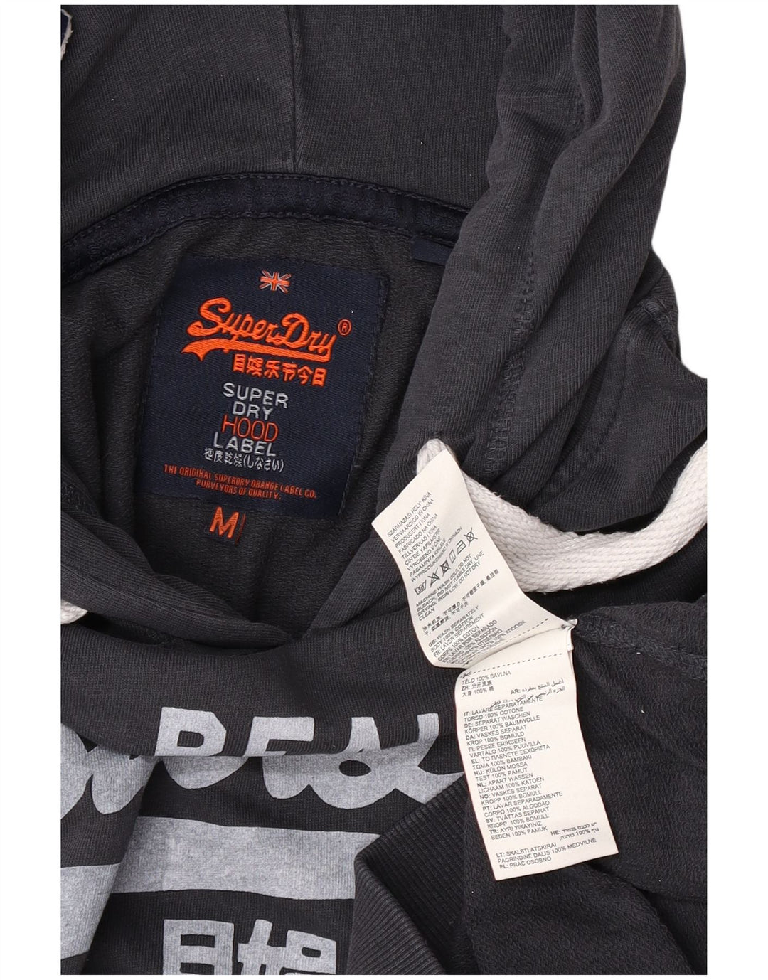 Superdry Herren-Kapuzenpullover mit Grafik, mittelschwarz, Baumwolle