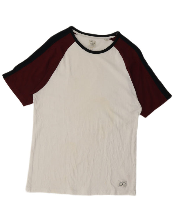 Jack Wills Mens T-Shirt Top Medium White Colourblock Cotton