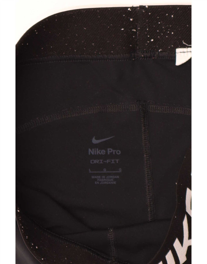 Nike Damen Dri Fit Graphic Leggings UK 14 Large Schwarz