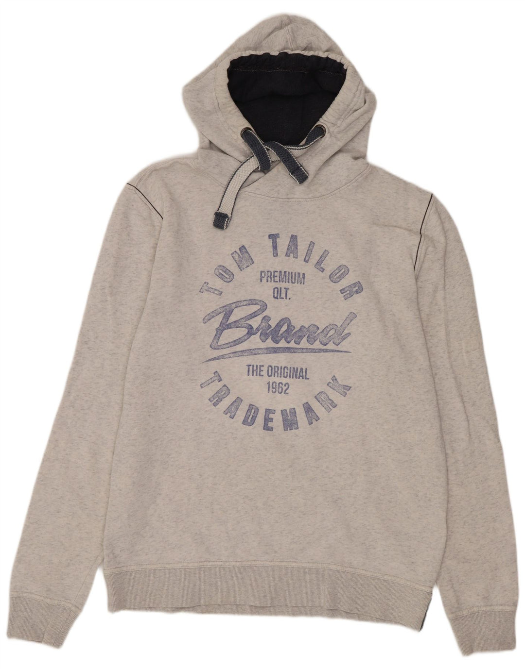 Tom Tailor Herren-Kapuzenpullover mit Grafik, groß, graue Baumwolle