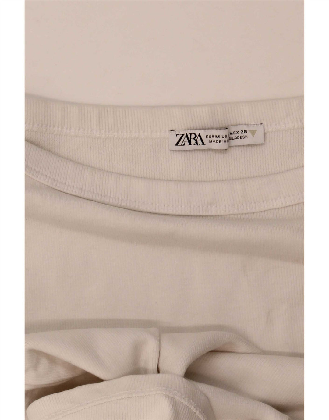 Zara Damen Crop T-Shirt Top UK 12 Medium Weiß