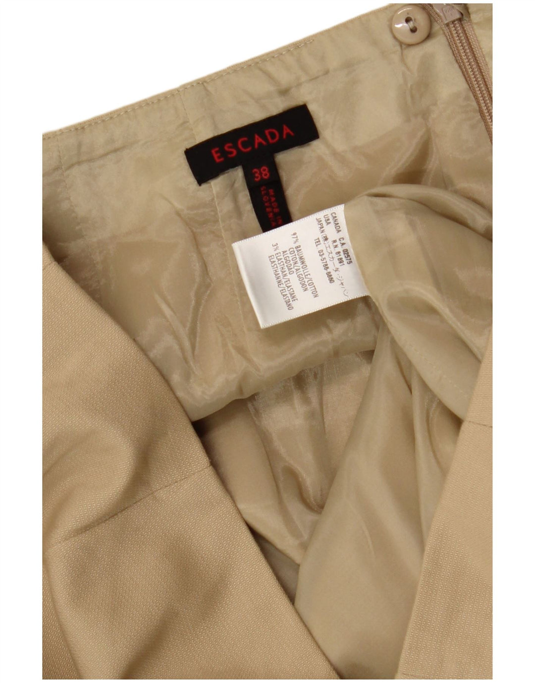Escada Damen Bleistiftrock EU 38 Medium W28 Beige Cotton Classic