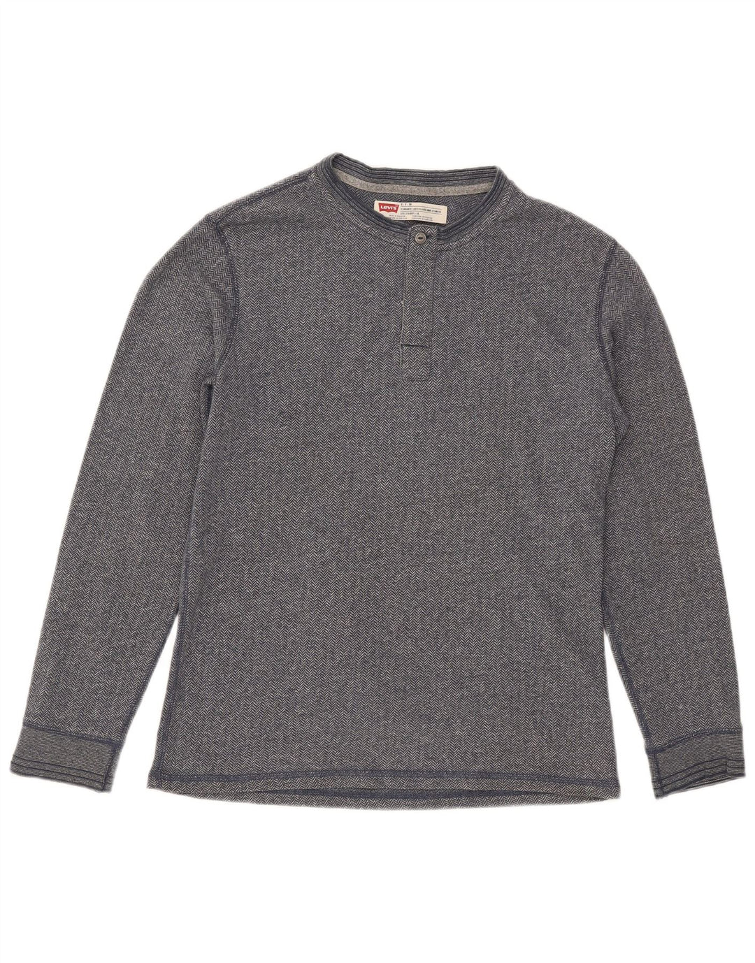 Levi's Herren-Oberteil mit Standard-Passform, langärmlig, klein, graue Baumwolle mit Fischgrätenmuster