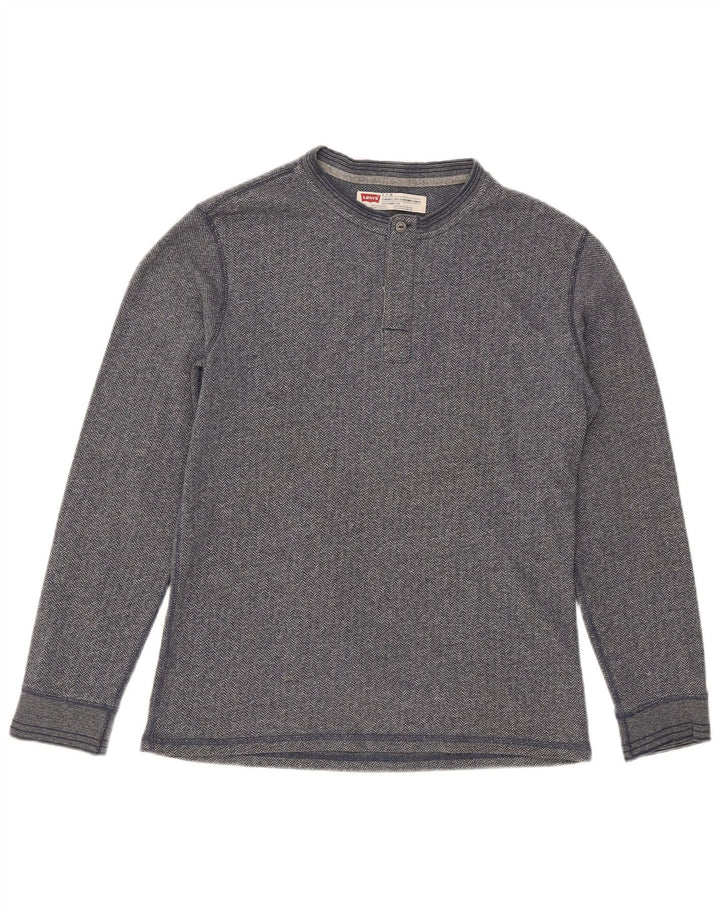 Levi's Herren-Oberteil mit Standard-Passform, langärmlig, klein, graue Baumwolle mit Fischgrätenmuster