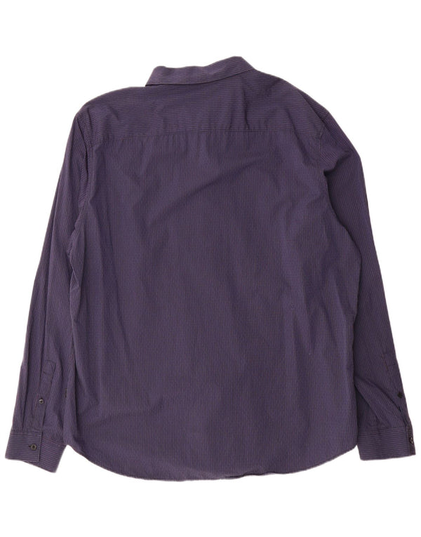 Calvin Klein Herrenhemd 2XL Marineblaue Nadelstreifen-Baumwolle