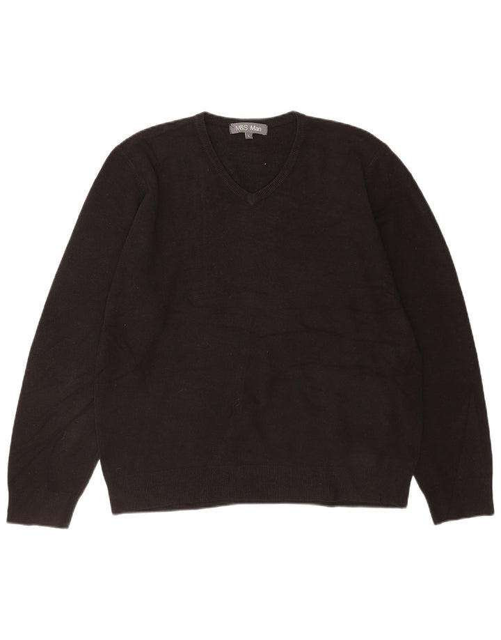 Marks & Spencer Herren-Pullover mit V-Ausschnitt, groß, Acryl, Schwarz
